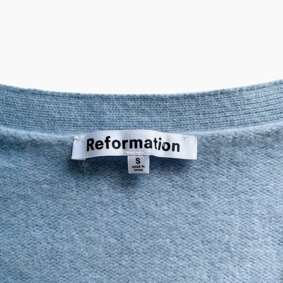 Reformation Varenne Blue Cashmere Blend Button Front Cardigan Sweater S - Picture 5 of 8